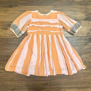 Pink Chicken Orange/Pink Stripe Dress with Sequins